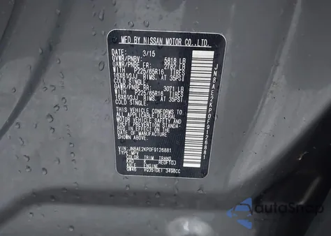 2015 Nissan Quest S/Sv/Sl/Platinum from USA, damaged, VIN JN8AE2KP0F9126881